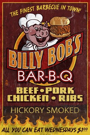 Framed Billy Bob&#39;s BBQ Print