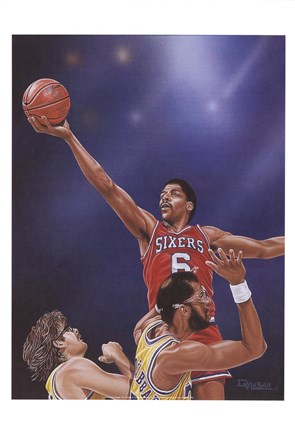 Framed Dr. J Going to the Rim Print