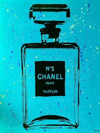 Framed Chanel Pop Art CC Blue Chic Print