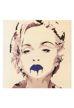 Framed Madonna Pop Art Blue Lips Print