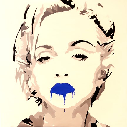 Framed Madonna Pop Art Blue Lips Print