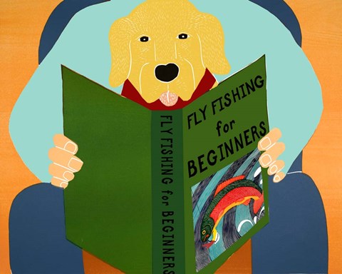 Framed Fly Fishing For Beginners yellow Print