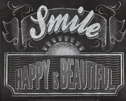 Framed Chalkboard - Happy is Beautiful Print