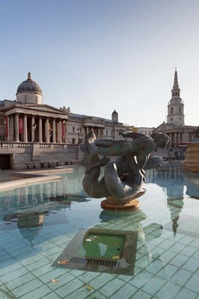 Framed National Gallery, St Martin-in-the-Fields, Trafalgar Square, London, England Print