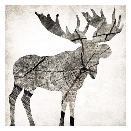 Framed Wood Moose Print