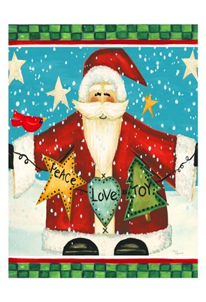 Framed Peace Love Joy Santa Print