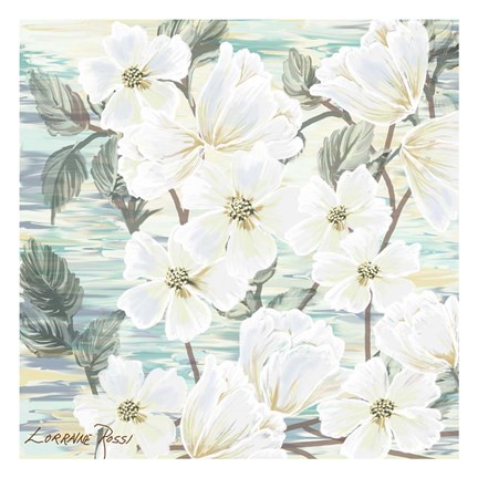 Framed White Water Flowers 2 Print