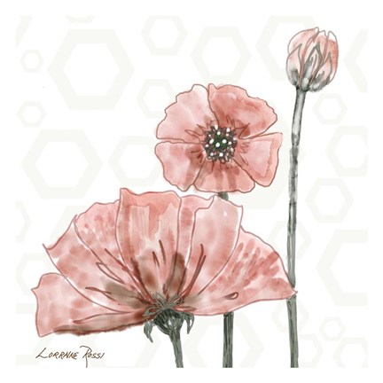 Framed Poppy Umbrella 1 Print