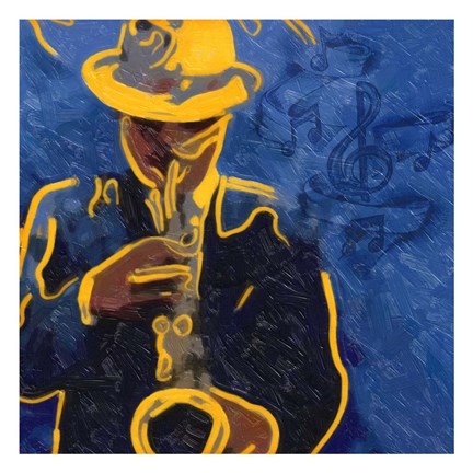 Framed Sax Blues Print