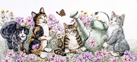 Framed Flower Cats Print