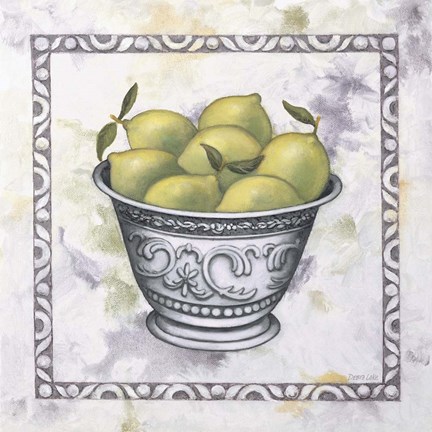 Framed Limes In A Silver Bowl Print