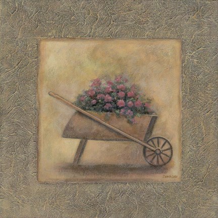 Framed Flowers In A Wheelbarrow Print