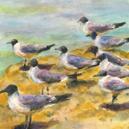 Framed Sea Birds Watercolor II Print