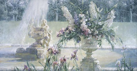 Framed Fountain in the Country Estate Print