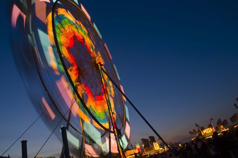 Framed Color Blurred Ferriswheel at Night Print