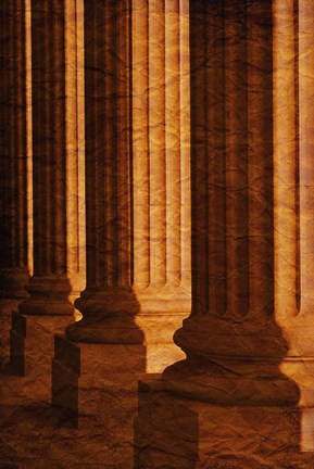 Framed Close up of Golden Lit Pillars Print