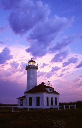 Framed Lighthouse at Sunset Print