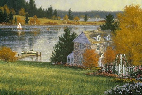 Framed Autumn Lake House Print