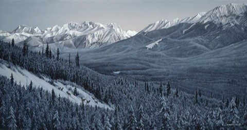 Framed Winter Valley- Elk Print