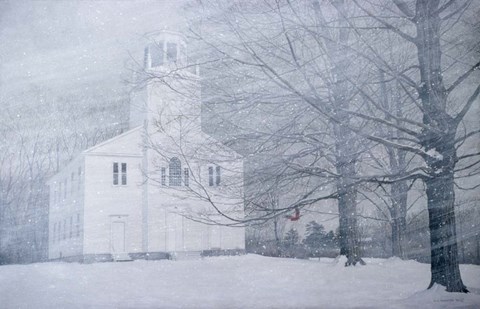 Framed Winter  Church Yard Print