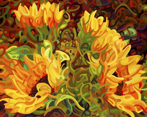 Framed Four Sunflowers Print