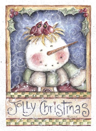 Framed Jolly Christmas Snowman Print