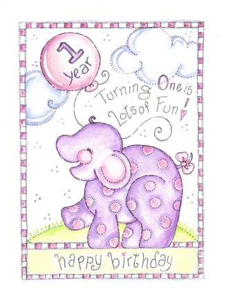 Framed First Birthday Elephant Print