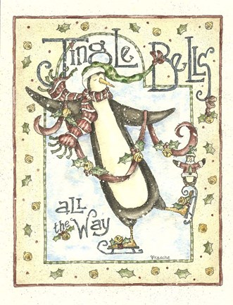 Framed Jingle Bells Penguin Print