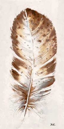 Framed Brown Watercolor Feather I Print