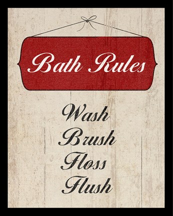 Framed Bath Rules I Print