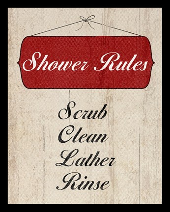 Framed Bath Rules II Print