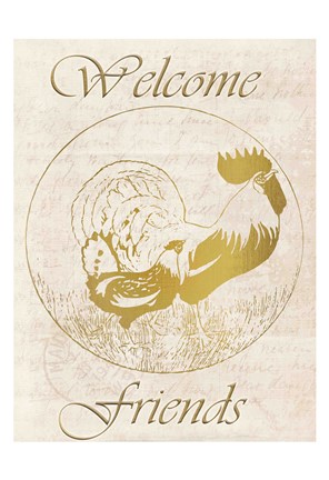 Framed Rooster Welcome Friends Print