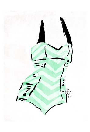 Framed Vintage Swimsuit Pastel 4 Print