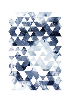 Framed Blue Triangles Mate Print