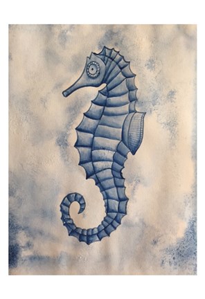 Framed Blue Sea Horse Print