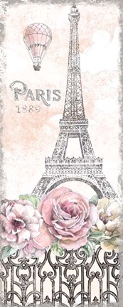 Framed Paris Roses Panel VIII Print