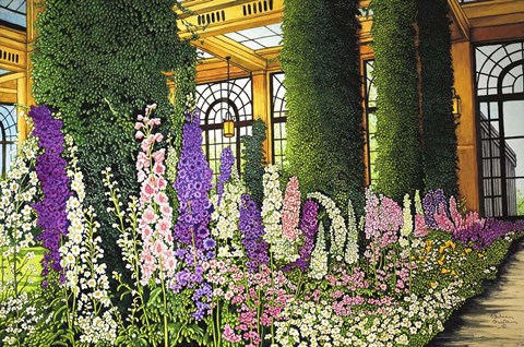 Framed Longwood Gardens - Delphinium, Pennsylvania Print