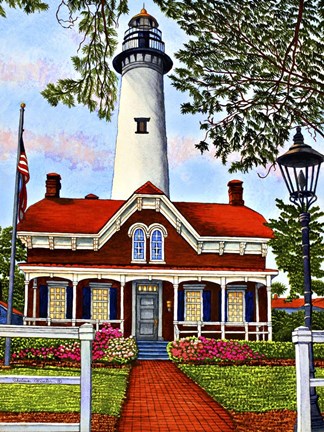Framed Saint Simon&#39;s Island Lighthouse, Georgia Print
