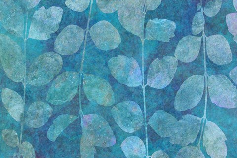 Framed Leaf Pattern Blue Print