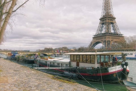 Framed Eiffel Tower and Seine Qauy Paris Print