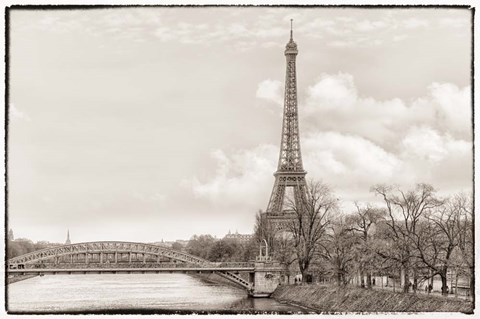 Framed Eiffel Tower, Seine and Pont Rouelle Print