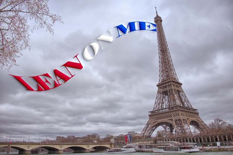 Framed Lean On Me  Flag with Eiffel Tower Print
