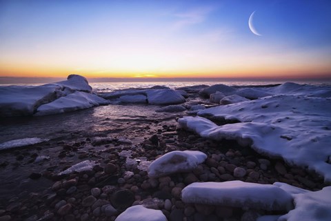 Framed Moon Over Frozen Waters Print