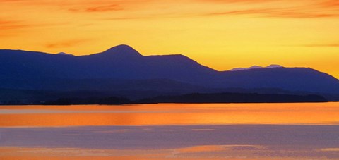 Framed Orange Sky Over the Mountains Print