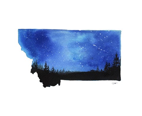 Framed Montana State Watercolor Print