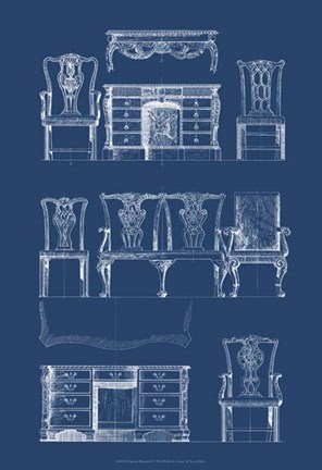 Framed Furniture Blueprint I Print