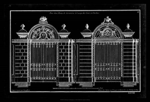 Framed Neufforge Gate Blueprint I Print