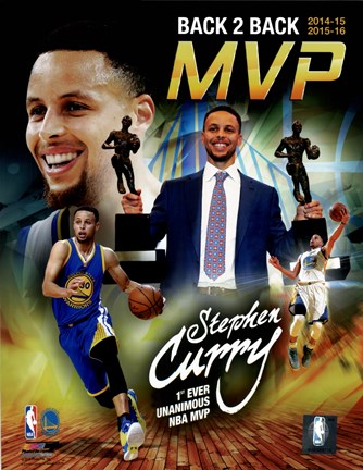 Framed Stephen Curry 2016 Back to Back MVP Portrait Plus Print