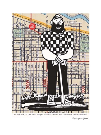 Framed Paul Bunyan Statue Portland Print