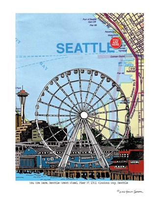 Framed Seattle Great Wheel Print